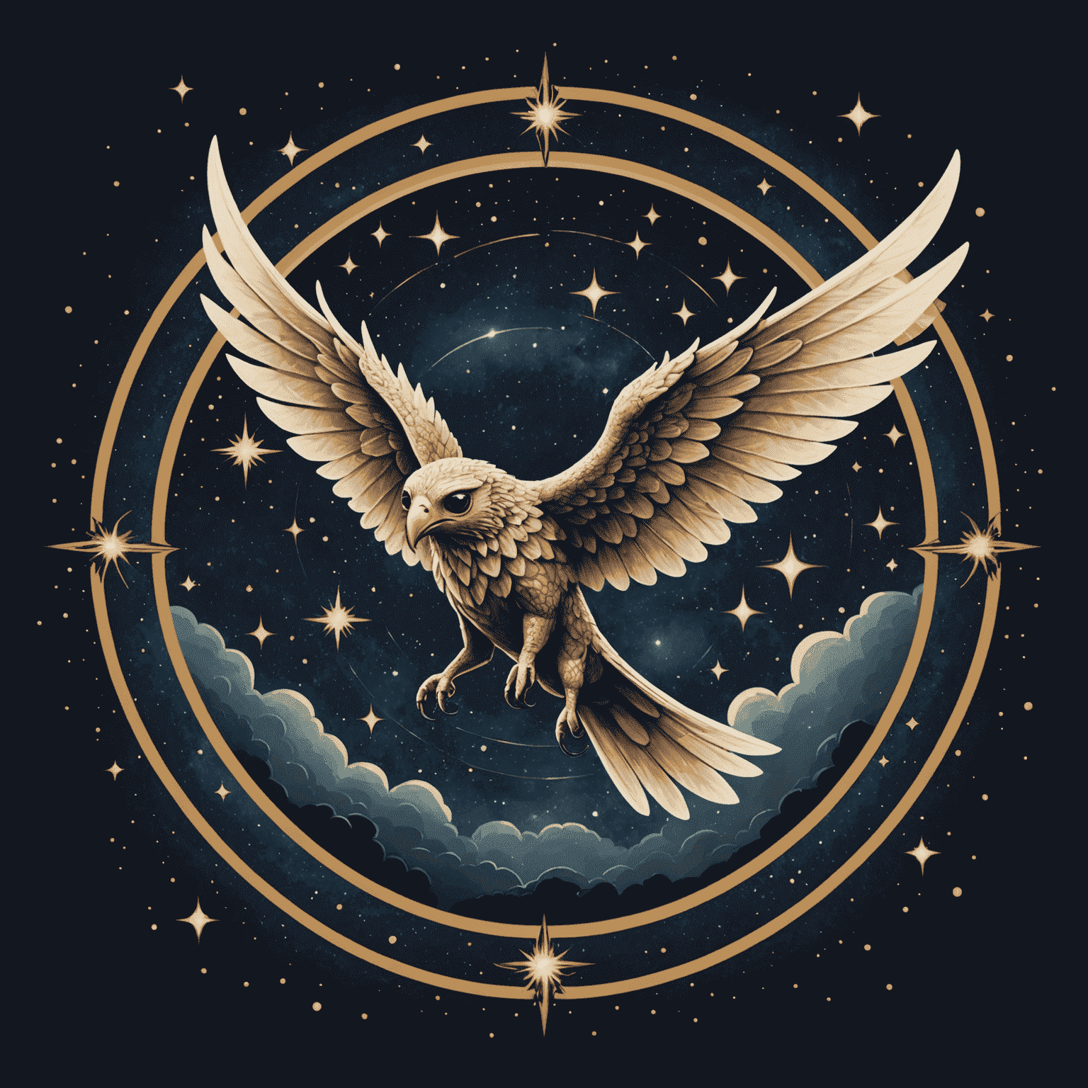 Online-Fly logo featuring a mystical winged creature soaring through a starry sky