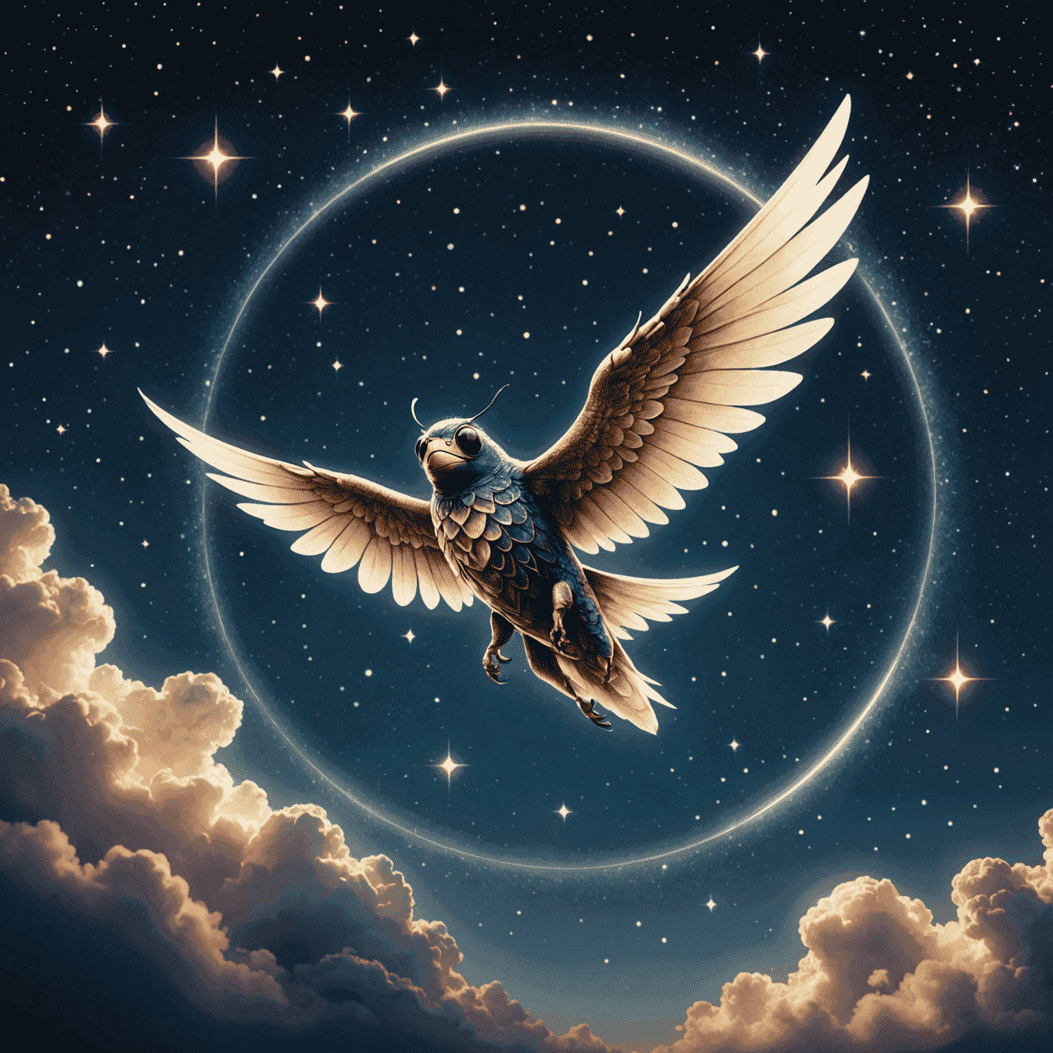 Online-Fly logo featuring a mystical winged creature soaring through a starry sky