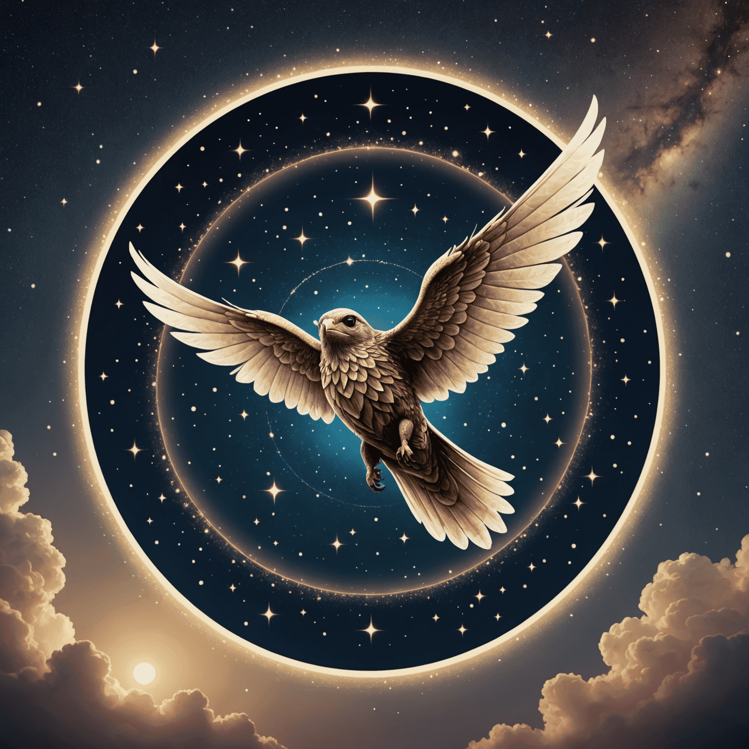 Online-Fly logo featuring a mystical winged creature soaring through a starry sky