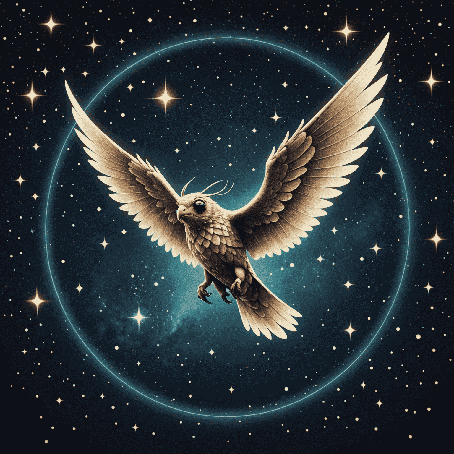 Online-Fly logo featuring a mystical winged creature soaring through a starry sky