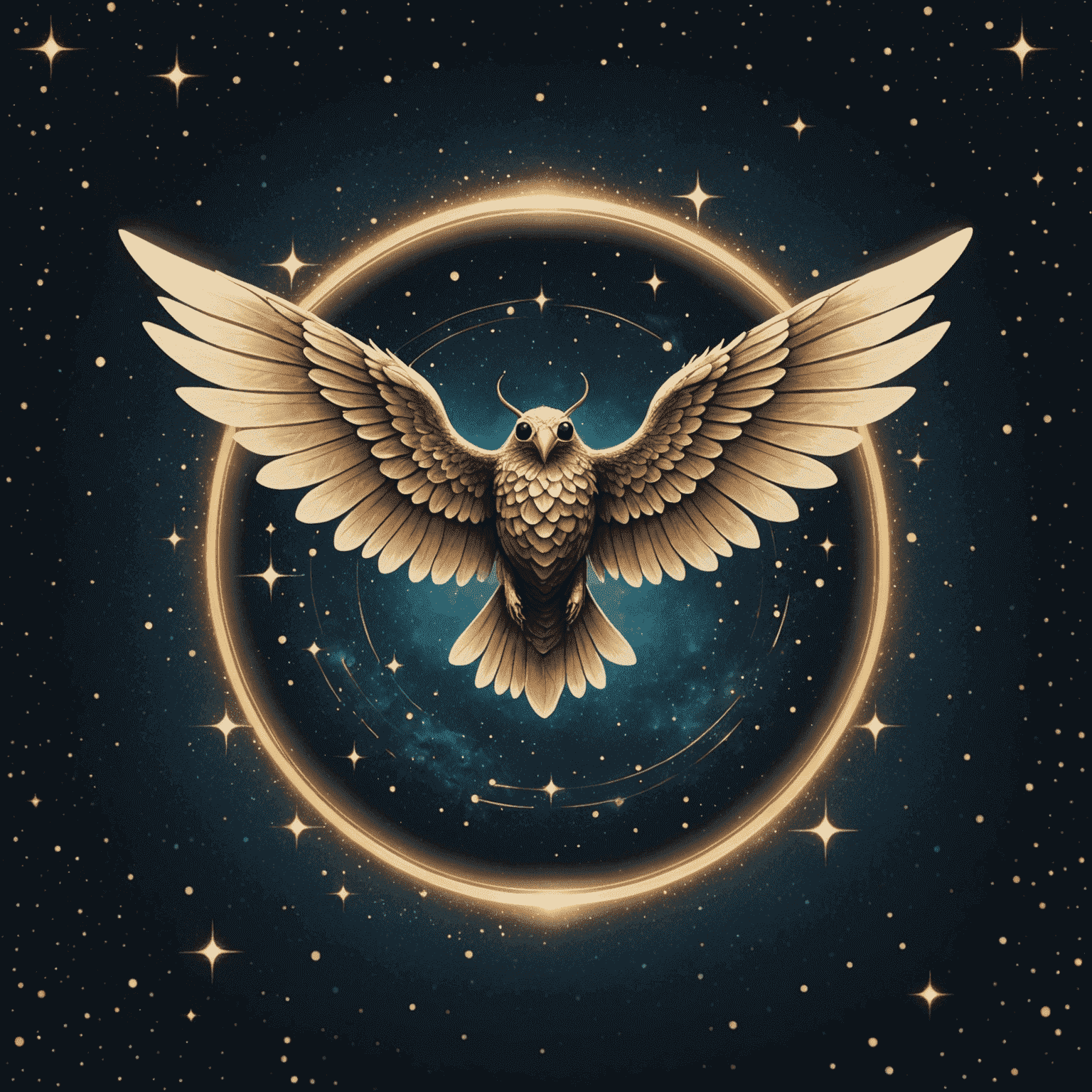 Online-Fly logo featuring a mystical winged creature soaring through a starry sky